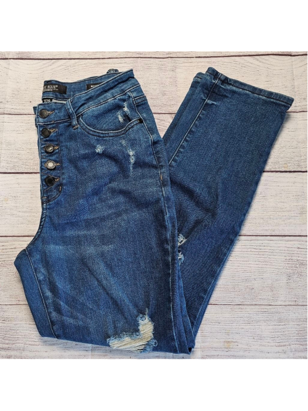 Judy Blue Distressed button up boyfriend denim jeans